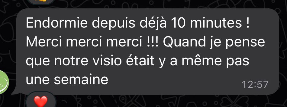 Message d'une maman après un endormissement en dix minutes