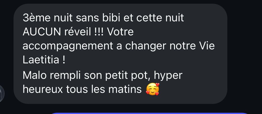Message d'une maman après trois nuits sans biberon et une nuit sans réveil
